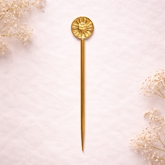 Sun Disc Gold Hair Pin | Minimalist Radiance Hair Accessory
