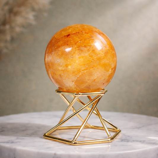 Yellow Calcite Crystal Sphere |Confidence, Clarity & Positive Energy