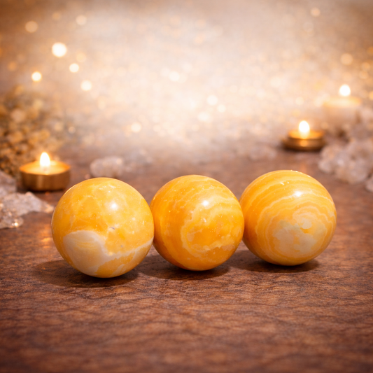 Yellow Calcite Crystal Sphere |Confidence, Clarity & Positive Energy