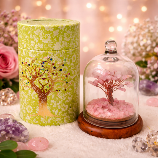 Rose Quartz Wish Tree in Glass Dome