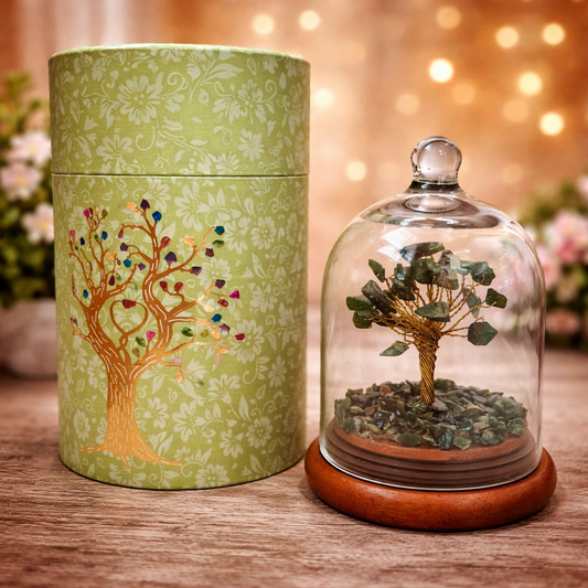 Abundance Green Crystal Tree in Glass Dome