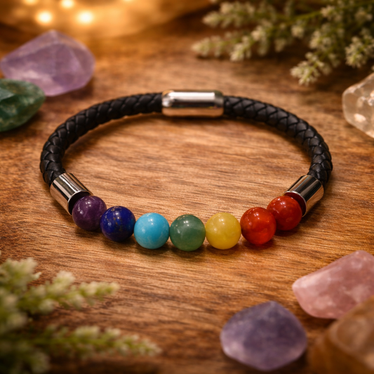 7 Chakra Magnetic Leather Bracelet | Energy Balance & Spiritual Alignment