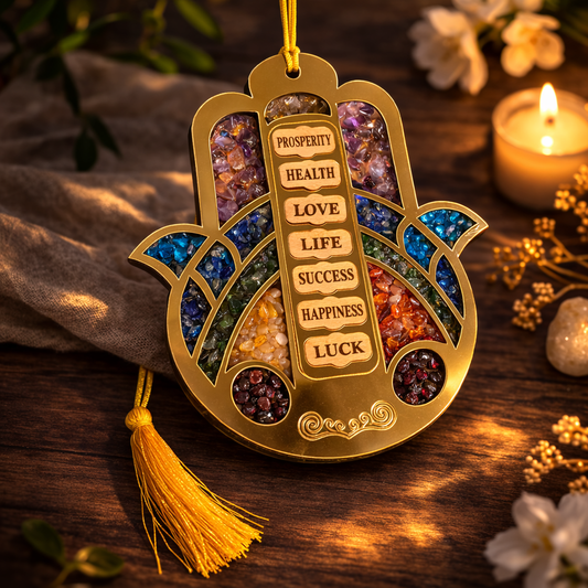 Hamsa Hand Crystal Hanging – Prosperity, Protection & Positive Energy
