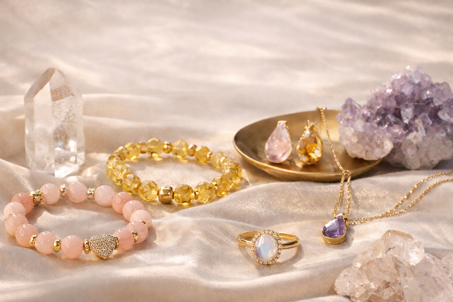 Sacred Crystal Bracelet, Anklet, Hairpin,Necklace Collection