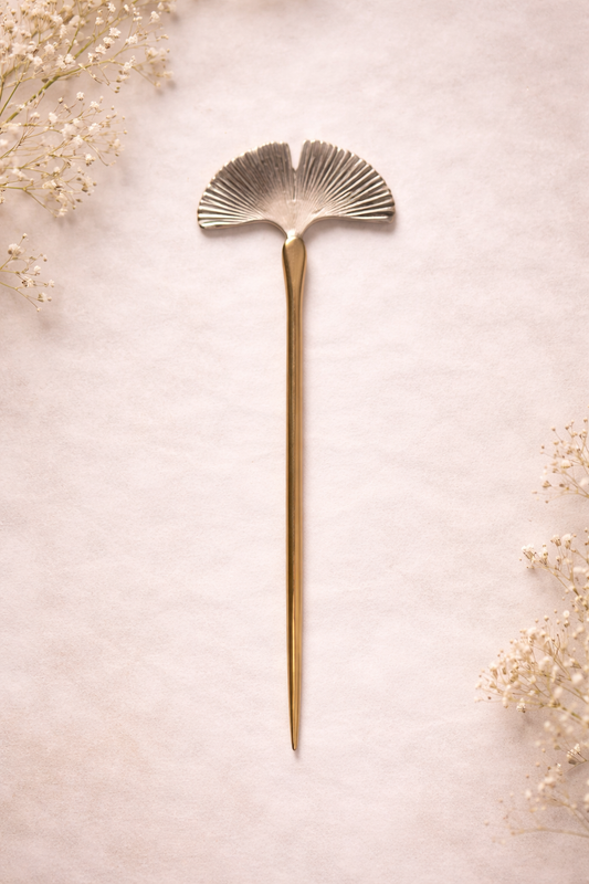 Ginkgo Leaf Gold Hair Pin | Elegant Minimalist Hair Accessory