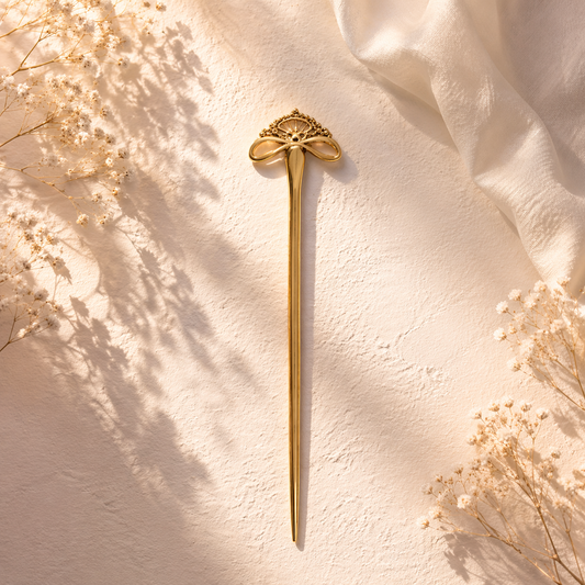 Vintage Fan Gold Hair Pin | Elegant Classic Hair Accessory