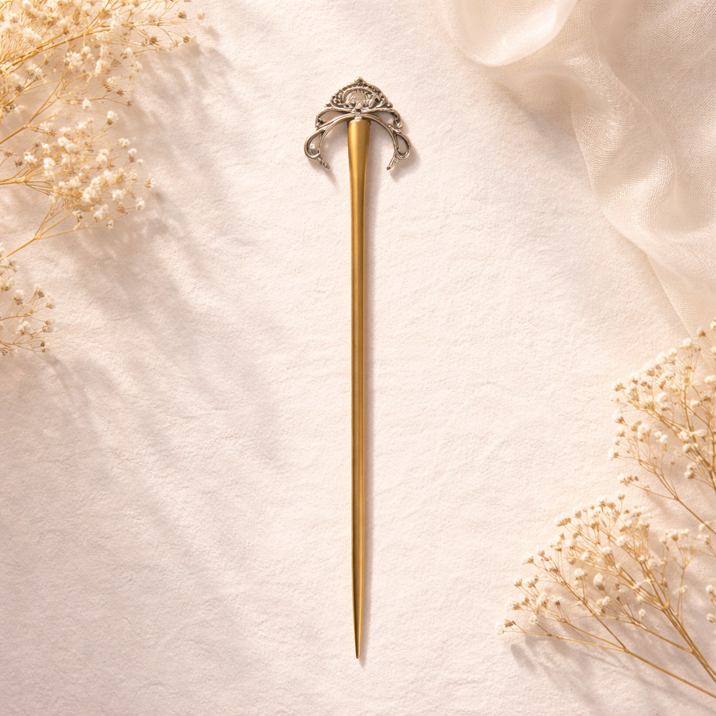 Ornate Crown Gold Hair Pin | Vintage Royal Hair Accessory