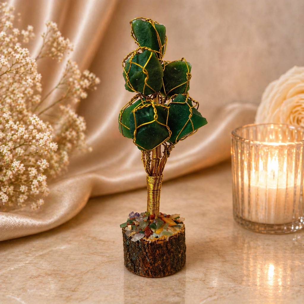 Green Aventurine Crystal Tree | Handcrafted Healing Money Tree Decor