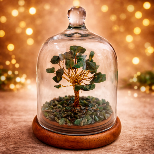 Abundance Green Crystal Tree in Glass Dome