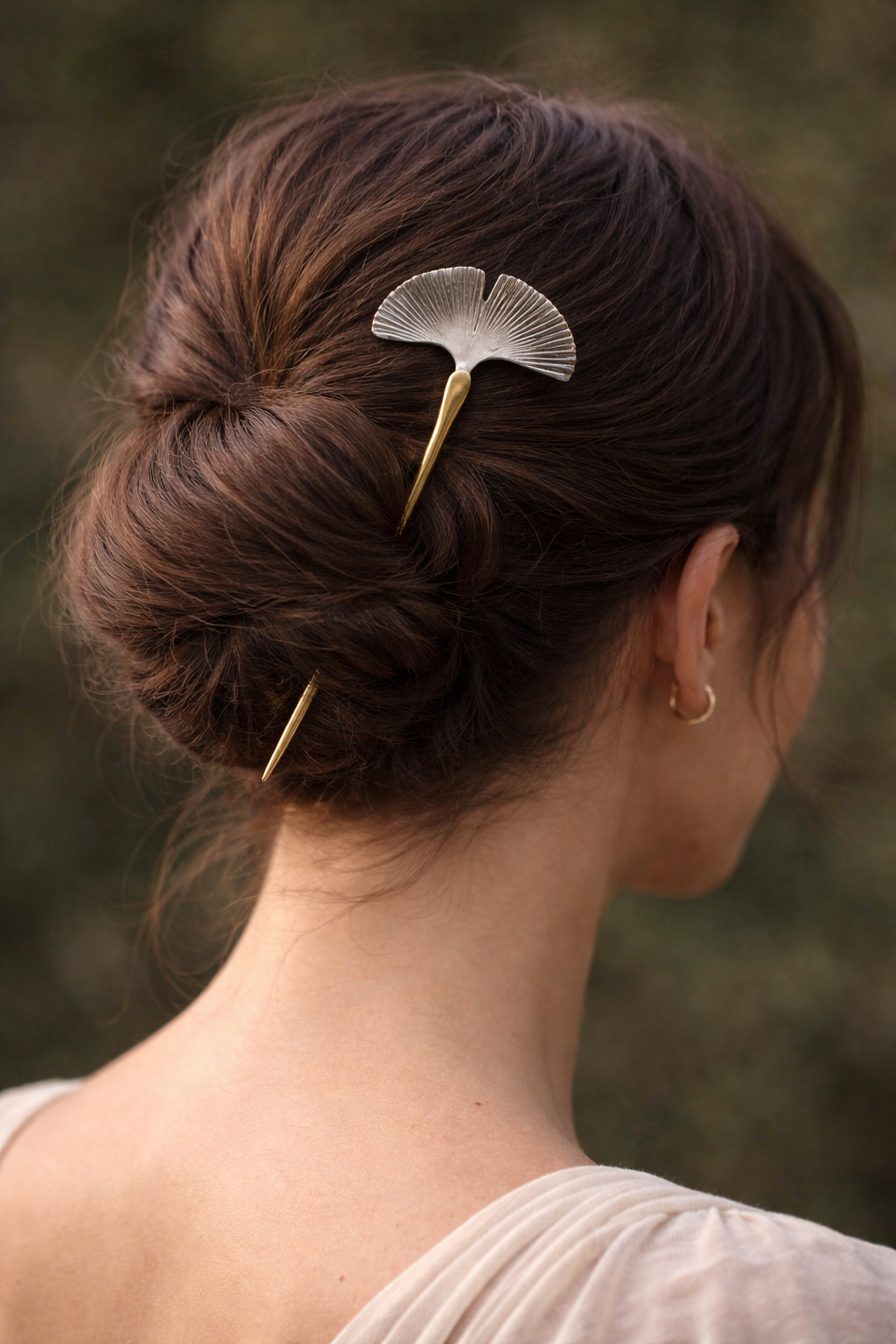 Ginkgo Leaf Gold Hair Pin | Elegant Minimalist Hair Accessory