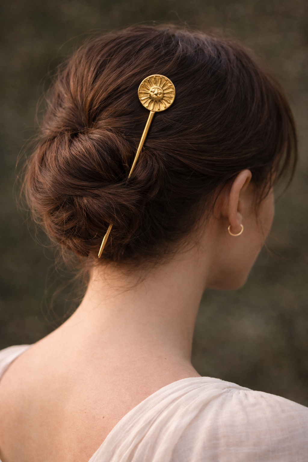 Sun Disc Gold Hair Pin | Minimalist Radiance Hair Accessory