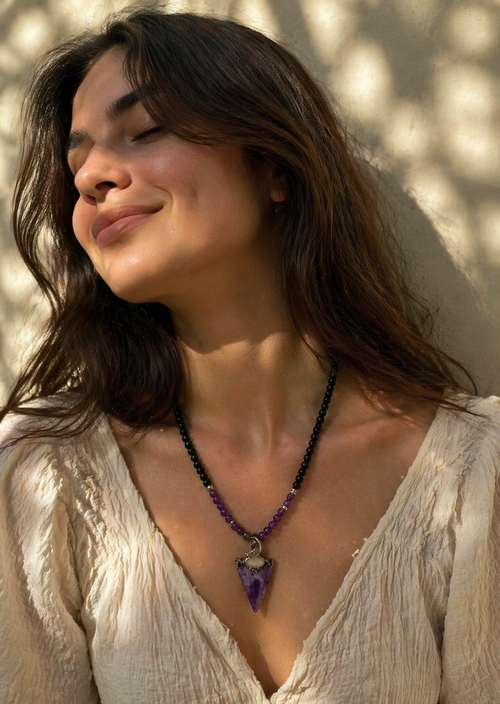 Amethyst & Labradorite Healing Necklace | Intuition, Calm & Protection Pendant