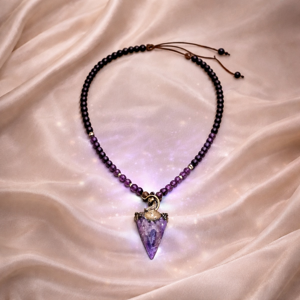 Amethyst & Labradorite Healing Necklace | Intuition, Calm & Protection Pendant