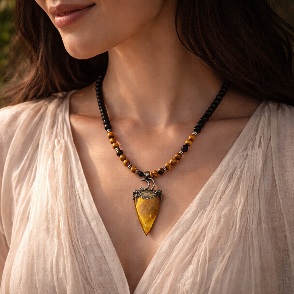 Tiger Eye & Labradorite Necklace | Confidence, Focus & Protection Pendant