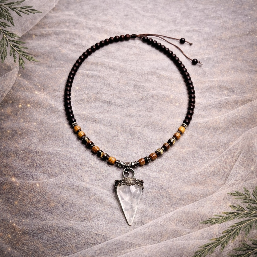 Clear Quartz & Labradorite Necklace | Clarity, Energy Amplification & Protection Pendant