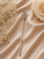 Lavender Quartz Floral Crystal Hair Pin – Silver Finish Elegant Hair Accessory