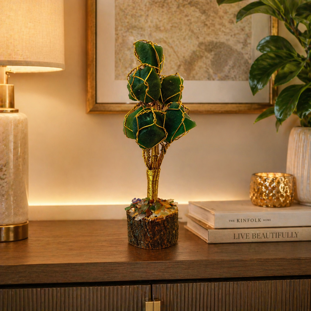 Green Aventurine Crystal Tree | Handcrafted Healing Money Tree Decor
