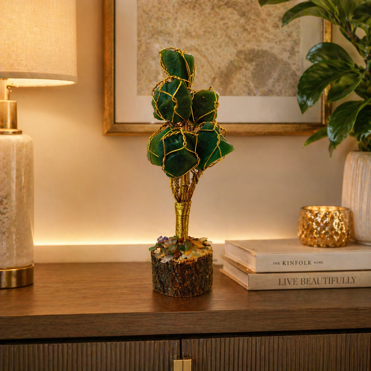 Green Aventurine Crystal Tree | Handcrafted Healing Money Tree Decor