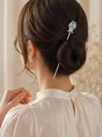 Green Aventurine Floral Crystal Hair Pin – Luxury Healing Hair Accessory