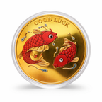 Koi Fish & Elephant Prosperity Coin | Good Luck, Wealth & Protection Charm