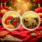 Koi Fish & Elephant Prosperity Coin | Good Luck, Wealth & Protection Charm
