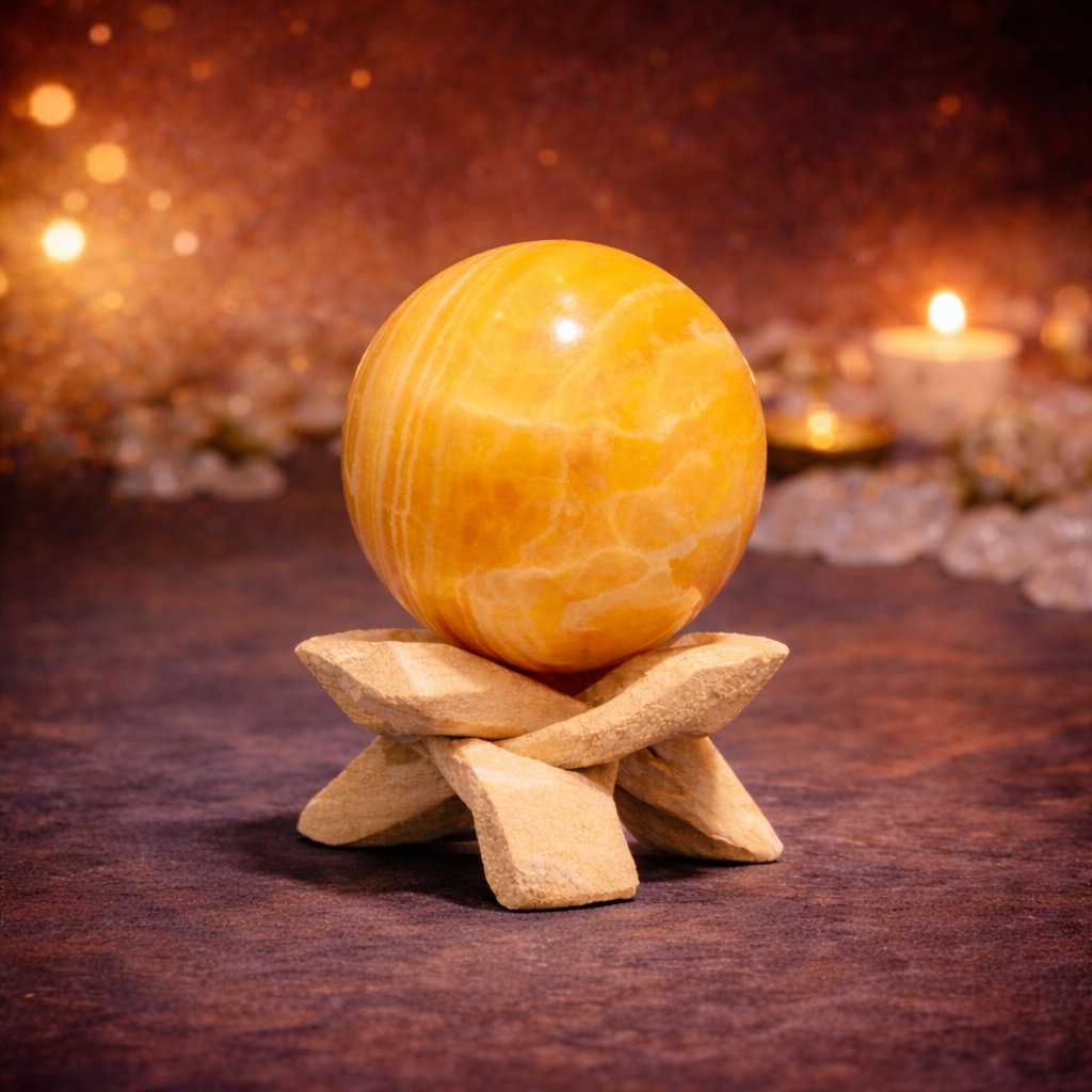 Yellow Calcite Crystal Sphere |Confidence, Clarity & Positive Energy