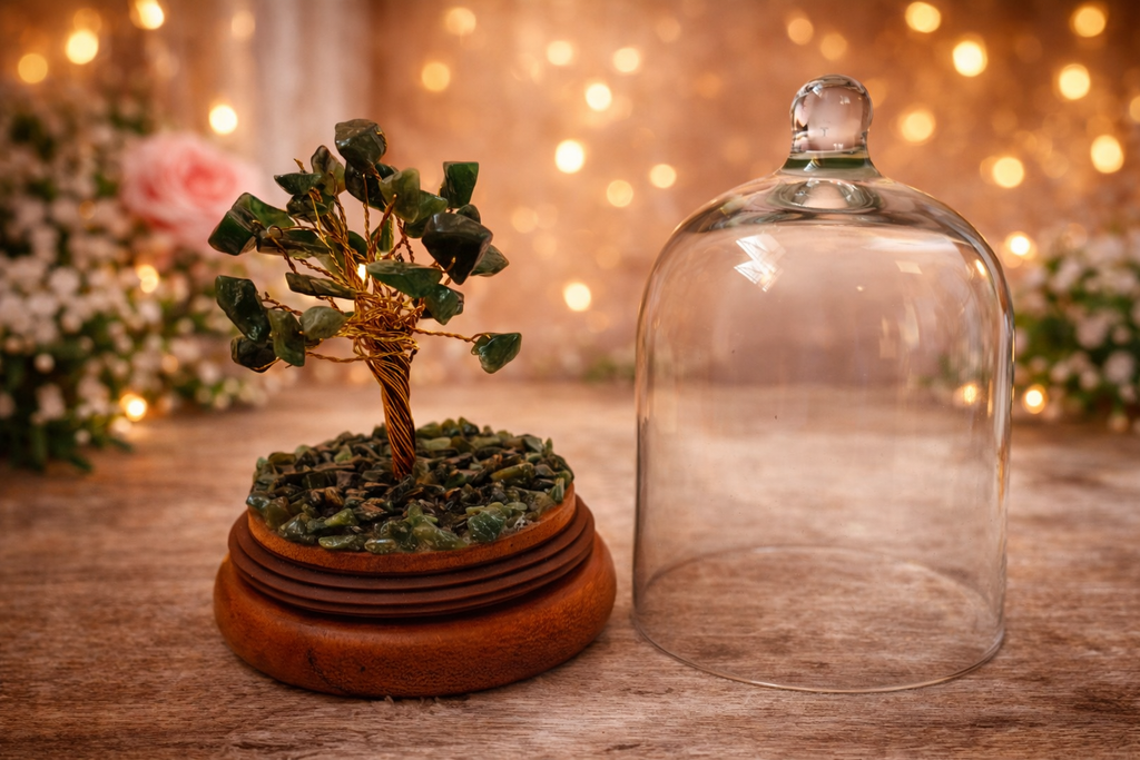 Abundance Green Crystal Tree in Glass Dome