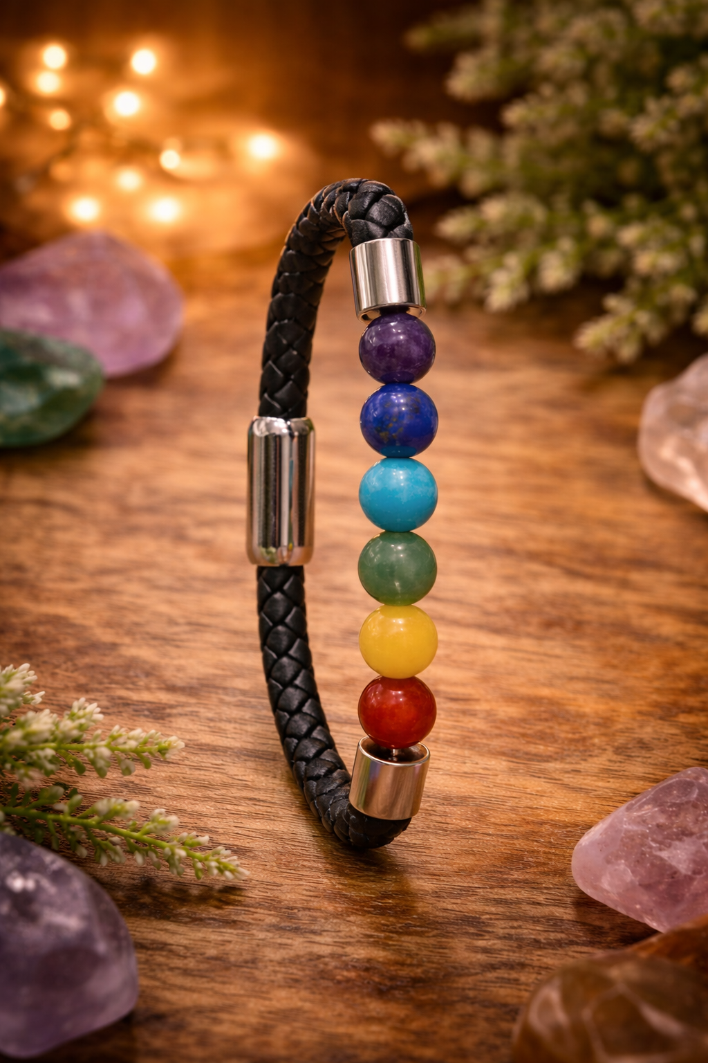7 Chakra Magnetic Leather Bracelet | Energy Balance & Spiritual Alignment