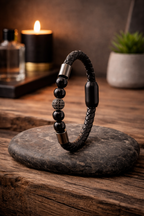 Magnetic Leather Bracelet | Luxury Power & Protection