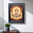 Surya Dev Pyrite Wall Frame 7 Running Horses | Prosperity & Power
