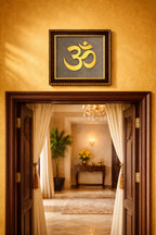 Sacred Om Pyrite Energy Frame | Spiritual Protection & Prosperity Decor
