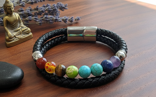 7 Chakra Magnetic Leather Bracelet – Energy Balance & Spiritual Alignment
