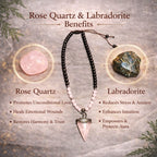 Rose Quartz & Labradorite Necklace | Love, Healing & Protection Pendant